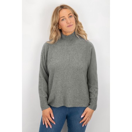 Amazing Woman Jolie Grey Marl Boxy High Neck Knit - Grey