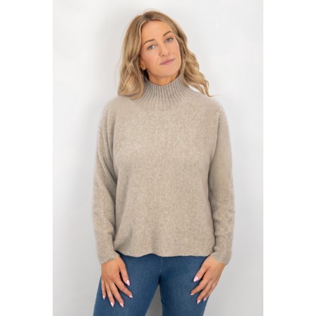 Amazing Woman Jolie Beige Marl Boxy High Neck Knit - Beige