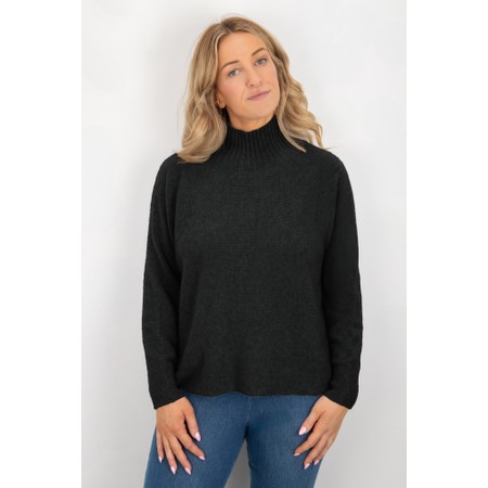 Amazing Woman Jolie Charcoal Boxy High Neck Knit - Black