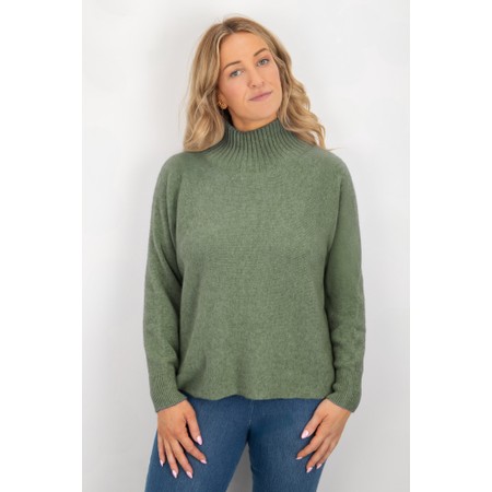 Amazing Woman Jolie Boxy Olive High Neck Knit - Green