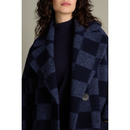 Sahara Checkerboard Wool Coat - Blue