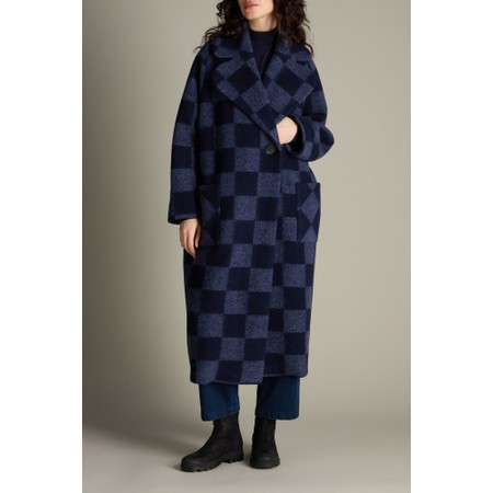 Sahara Checkerboard Wool Coat - Blue