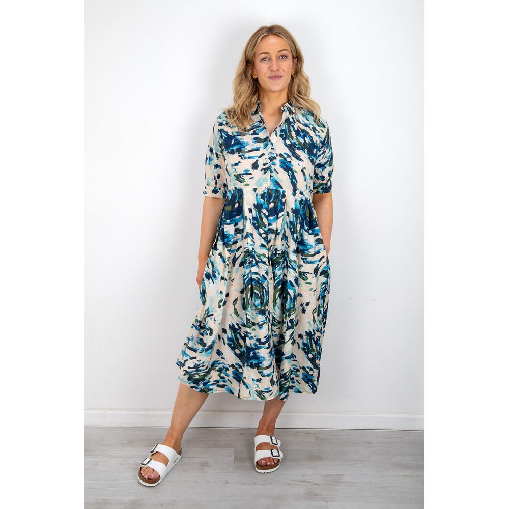 Masai Clothing MaNebina Print Cendre Blue Dress Cendre Blue