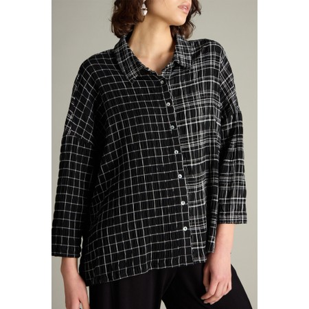Sahara Window Crinkle Check Boxy Shirt - Black