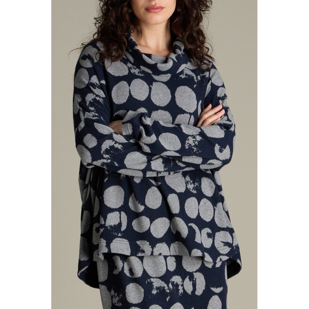 Sahara Textured Brushed Spot Boxy Top Night / Dove