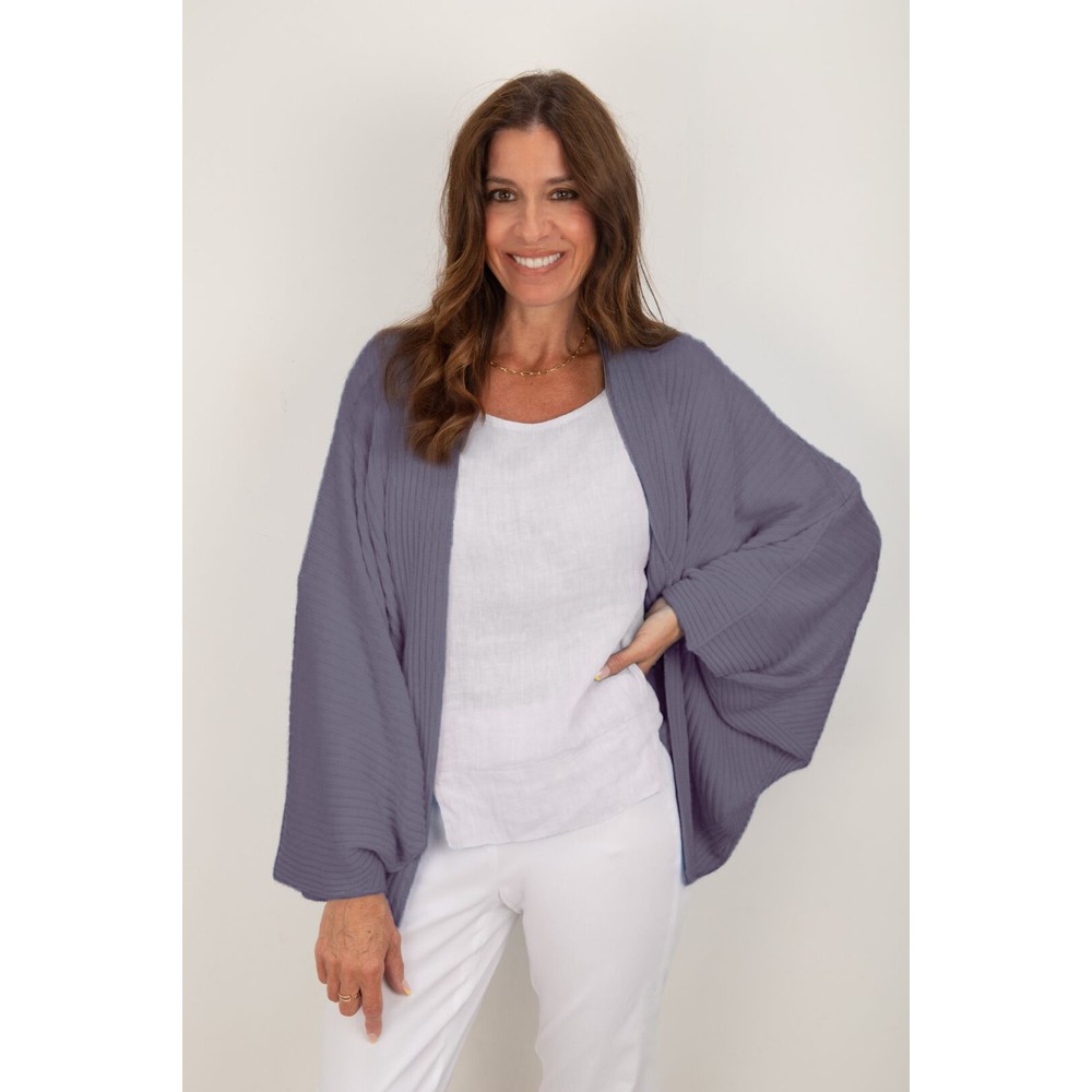Amazing Woman Pheobie Frost Rib Throw Over Cardigan Frost