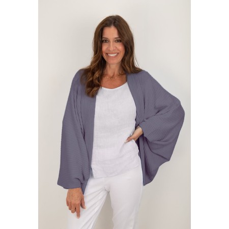 Amazing Woman Pheobie Frost Rib Throw Over Cardigan - Purple