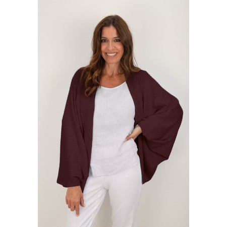 Amazing Woman Pheobie Mulberry Purple Rib Throw Over Cardigan - Purple