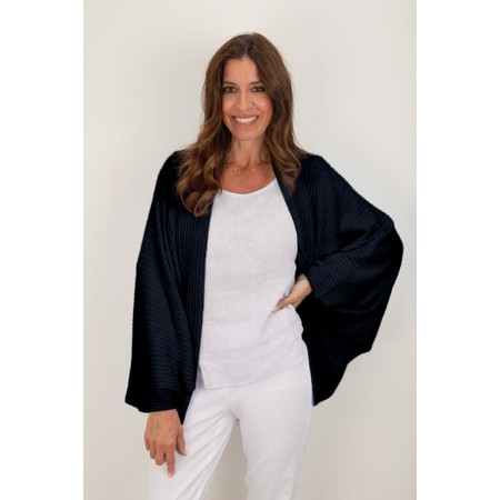 Amazing Woman Pheobie Navy Rib Throw Over Cardigan - Blue