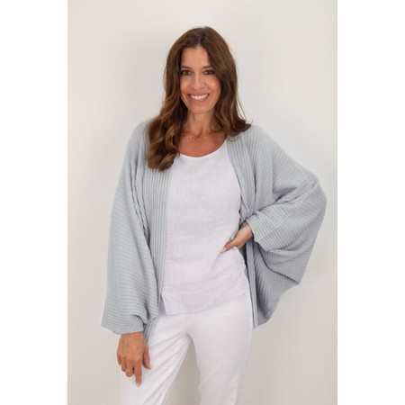 Amazing Woman Pheobie Silver Rib Throw Over Cardigan - Metallic