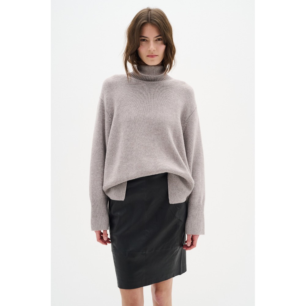 InWear Luella Black Leather Pencil Skirt Black 