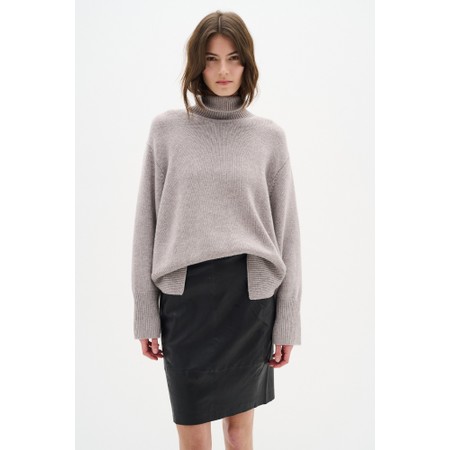 InWear Luella Black Leather Pencil Skirt - Black