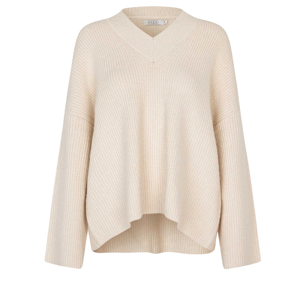 Masai Clothing MaFayima Whitecap Knit Mix Top Whitecap