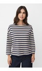 Masai Clothing Navy Blazer MaBeannie Navy Blazer Jersey Stripe Top  