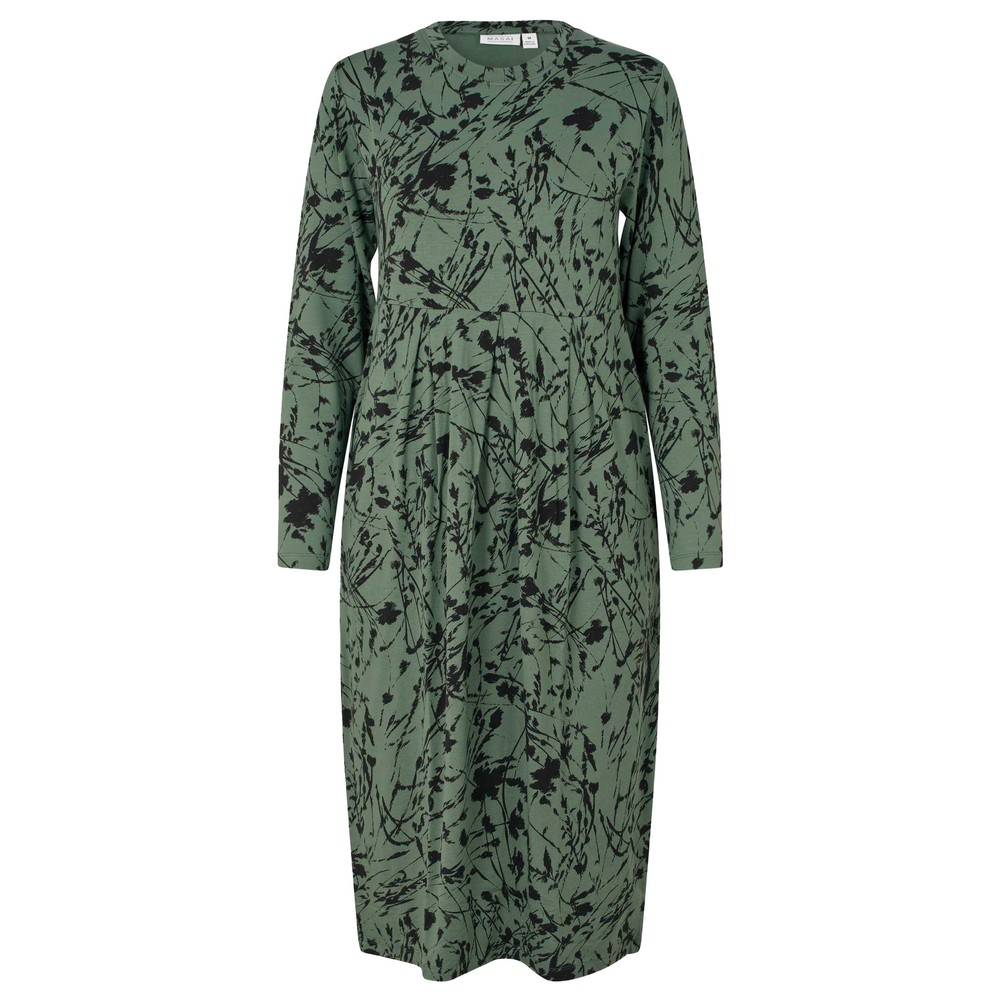 Masai Clothing MaNamo Duck Green Jersey Print Dress Duck Green