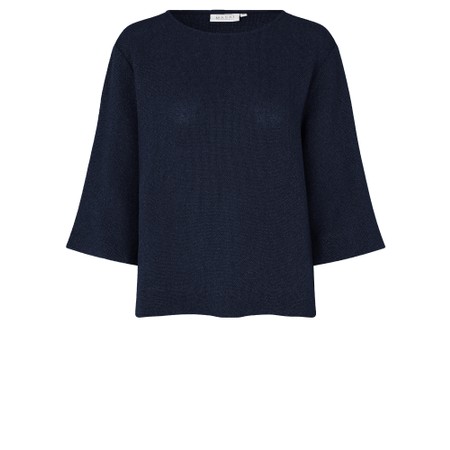 Masai Clothing MaDarmi Basic Navy Boucle Top - Blue