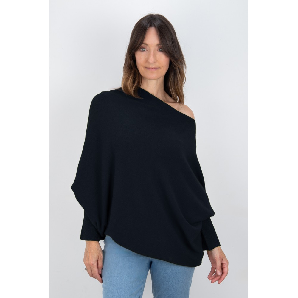 Amazing Woman Emilie Navy Asymmetric Draped Jumper Navy