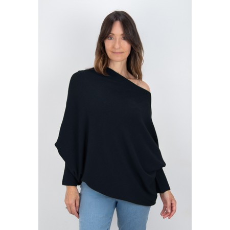 Amazing Woman Emilie Navy Asymmetric Draped Jumper - Blue