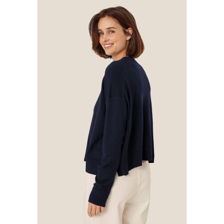 Masai Clothing MaFayda Navy Blazer Lightweight Boxy Knit Jumper - Blue