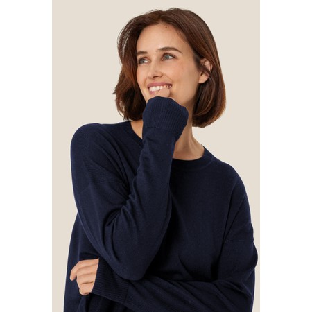 Masai Clothing MaFayda Navy Blazer Lightweight Boxy Knit Jumper - Blue