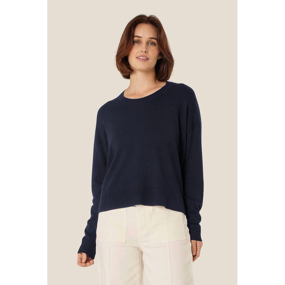 Masai Clothing MaFayda Navy Blazer Lightweight Boxy Knit Jumper Navy Blazer
