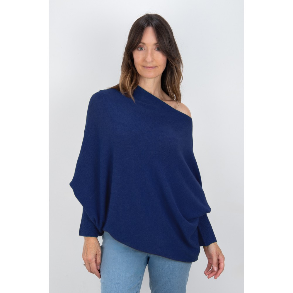Amazing Woman Emilie Light Navy Asymmetric Draped Jumper Light Navy