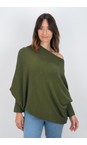 Amazing Woman Musch Olive  Emilie Musch Olive Asymmetric Draped Jumper  