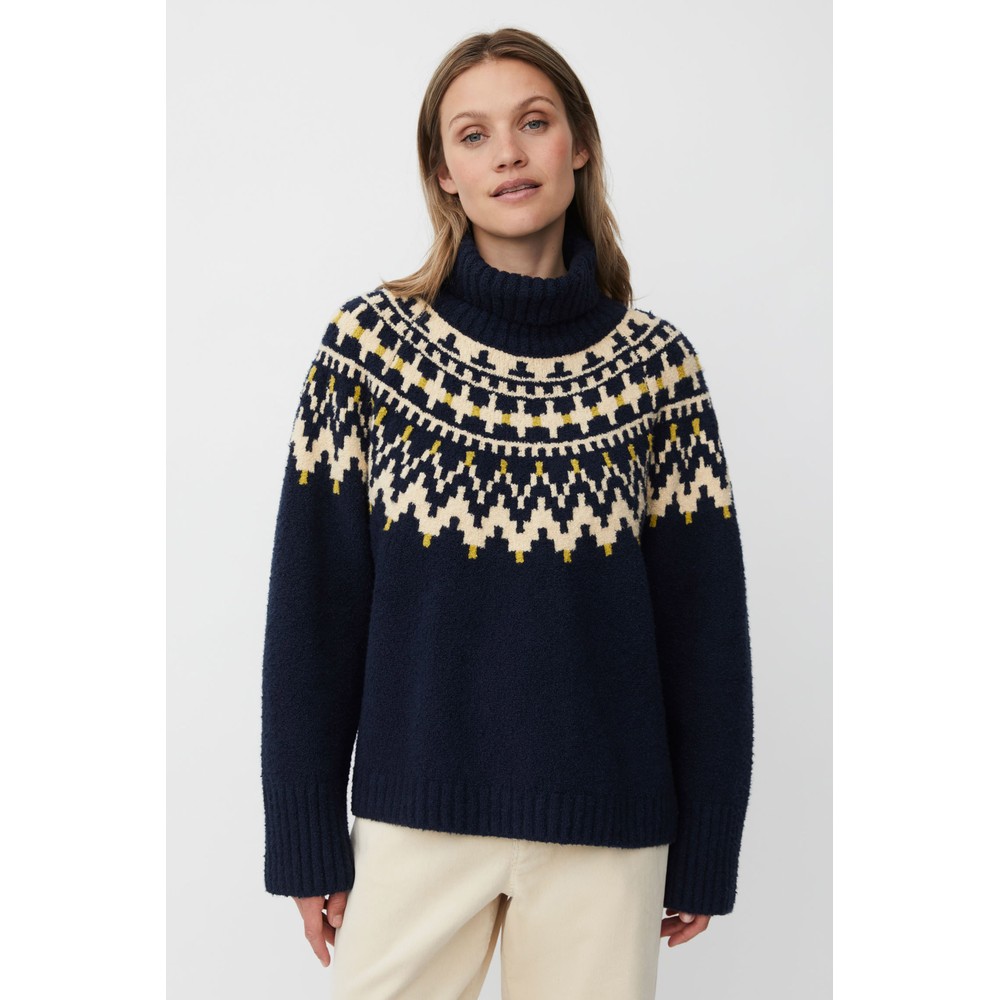 Masai Clothing MaFatima Jacquard Knit Top Navy Blazer