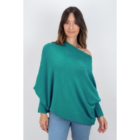 Amazing Woman Emilie Dark Turquoise Asymmetric Draped Jumper - Blue