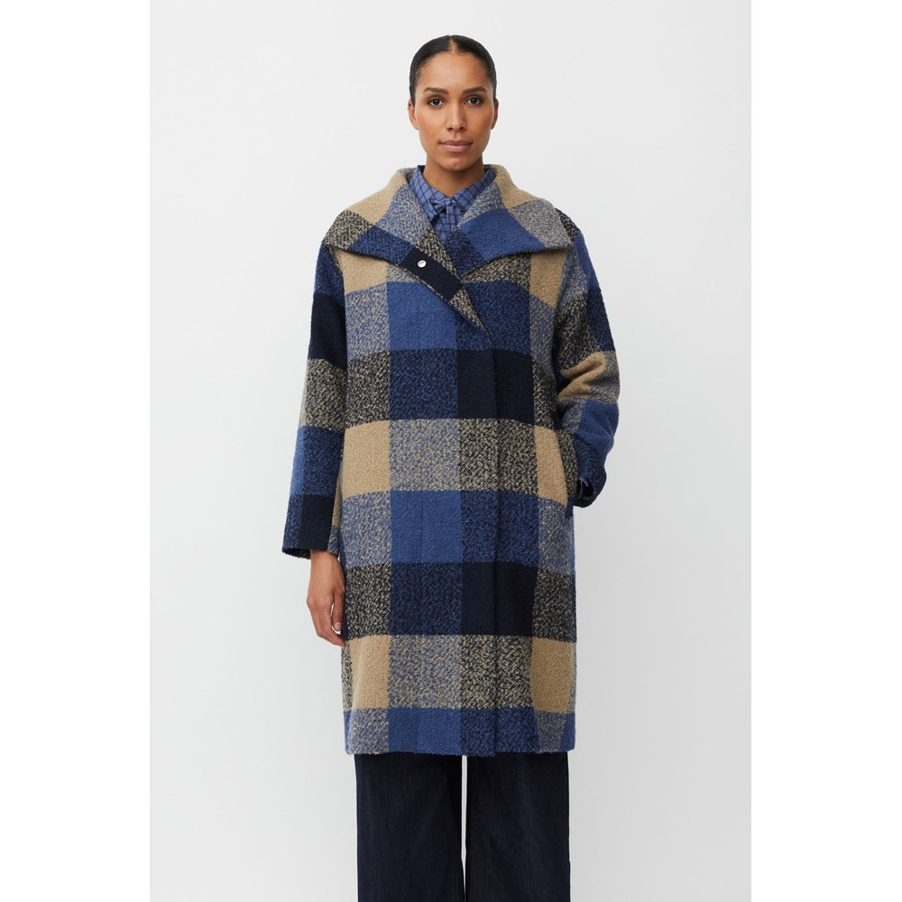 Masai Clothing MaTasoula Boucle Check Coat Navy Blazer