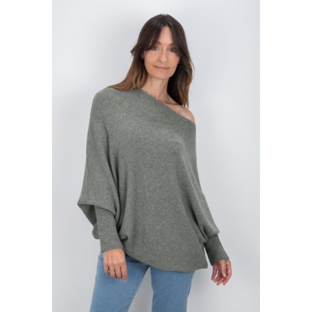 Amazing Woman Emilie Grey Marl Asymmetric Draped Jumper - Grey