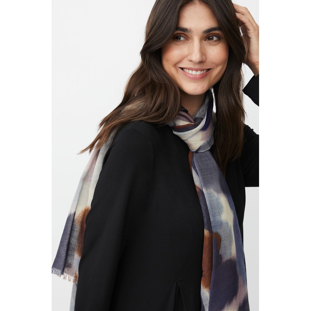 Masai Clothing MaAjaksa Wool Mix Print Scarf Navy Blazer