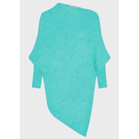 Amazing Woman Emilie Summer Turquoise Asymmetric Draped Jumper - Turquoise