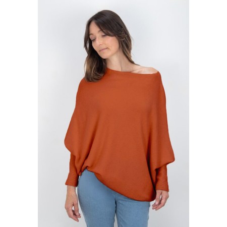 Amazing Woman Emilie Burnt Orange Asymmetric Draped Jumper - Orange