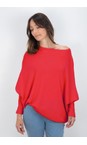 Amazing Woman Coral Emilie Coral Asymmetric Draped Jumper  