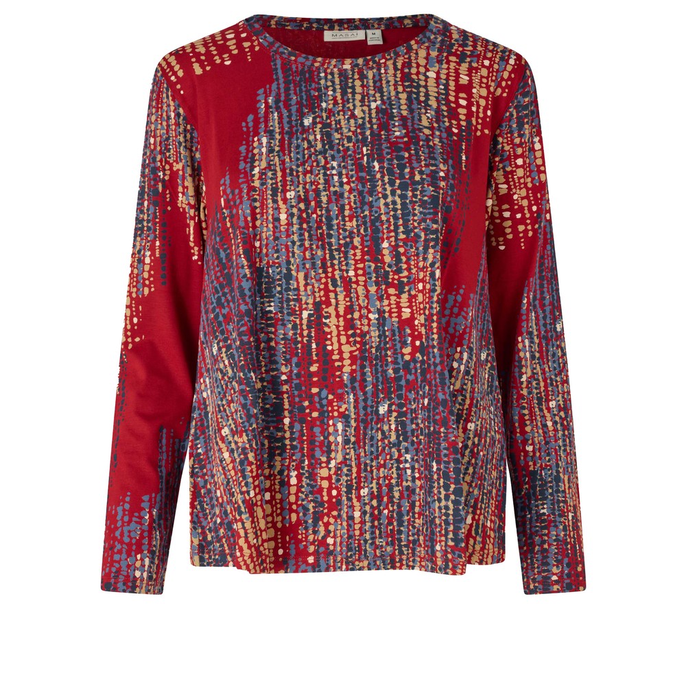 Masai Clothing MaBadisna Jersey Print Top Red Dahlia