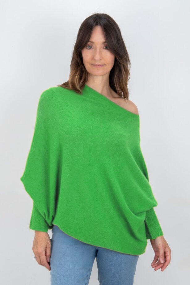 Amazing Woman Emilie Grass Asymmetric Draped Jumper Grass