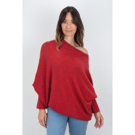 Amazing Woman Emilie Berry Red Rouge Asymmetric Draped Jumper - Red