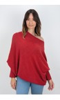 Amazing Woman Berry Red Rouge Emilie Berry Red Rouge Asymmetric Draped Jumper  