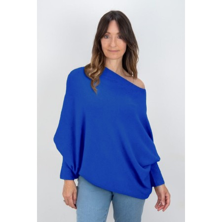 Amazing Woman Emilie Blusa Blue Asymmetric Draped Jumper - Blue