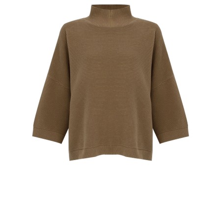 Chalk Vicki Cotton Dark Tan Rib Jumper - Brown