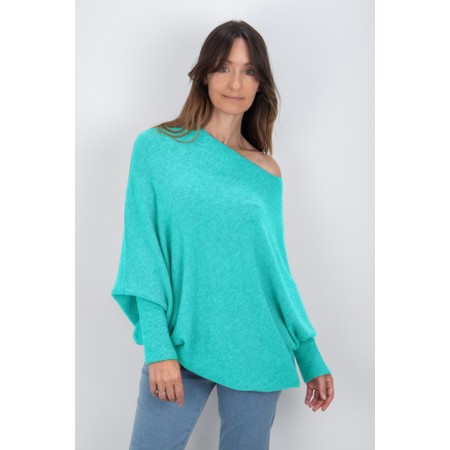 Amazing Woman Emilie Summer Turquoise Asymmetric Draped Jumper - Turquoise