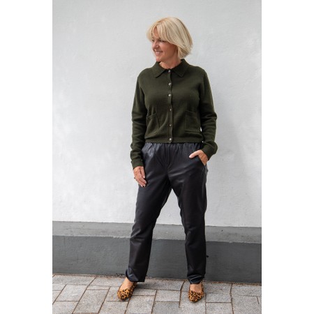 Mos Mosh Zabel Black Leather Sweatpant - Black