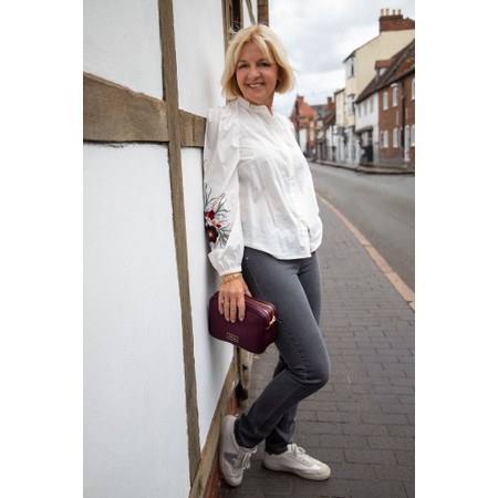 Robell Nena Grey Washed Denim Ankle Zip Cropped Jeans - Grey