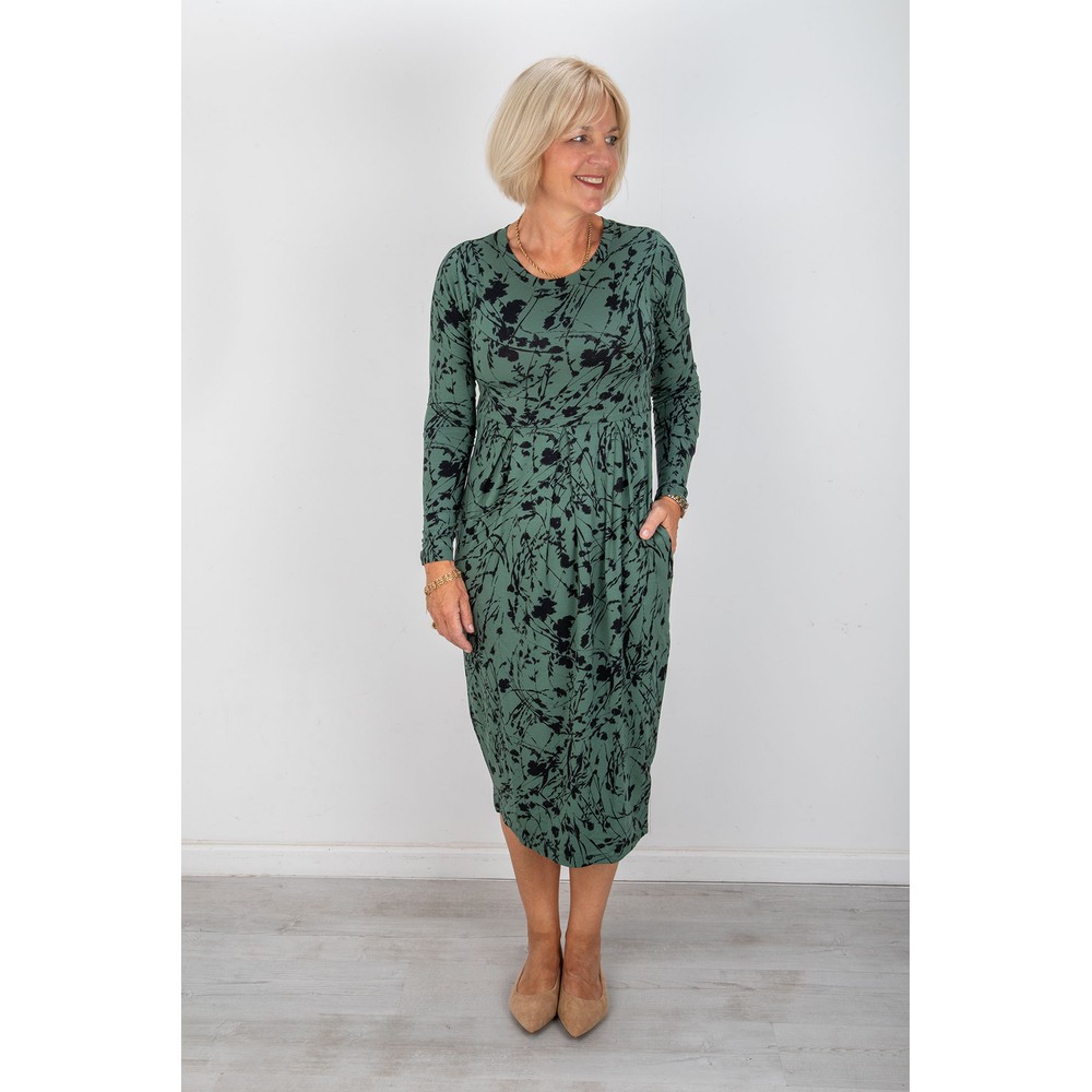 Masai Clothing MaNamo Duck Green Jersey Print Dress Duck Green