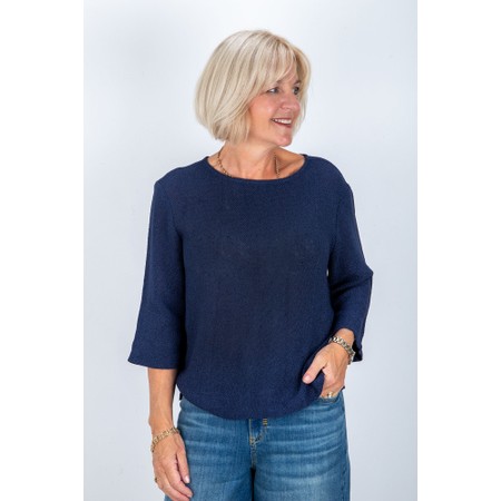 Masai Clothing MaDarmi Basic Navy Boucle Top - Blue