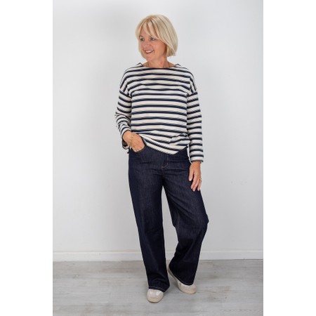 Masai Clothing MaBeannie Navy Blazer Jersey Stripe Top - Blue
