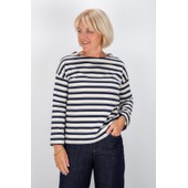 MaBeannie Navy Blazer Jersey Stripe Top