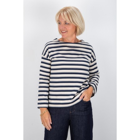 Masai Clothing MaBeannie Navy Blazer Jersey Stripe Top - Blue
