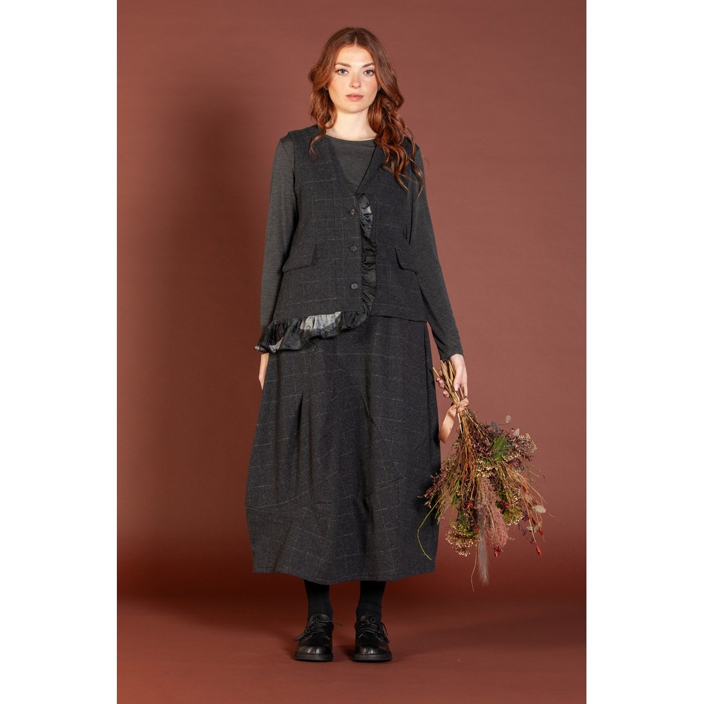Mama B Ultima Jacquard Check Balloon Skirt Antracite